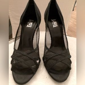 JLO by Jennifer Lopez black satin&mesh size 9m sexy heels